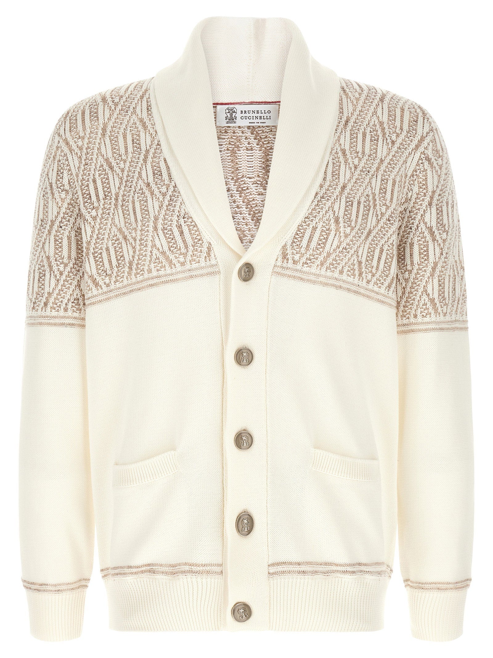Brunello Cucinelli Braided Jacquard Shoulders Cardigan