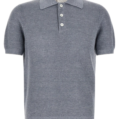 Brunello Cucinelli English Half-ribbed Polo Shirt