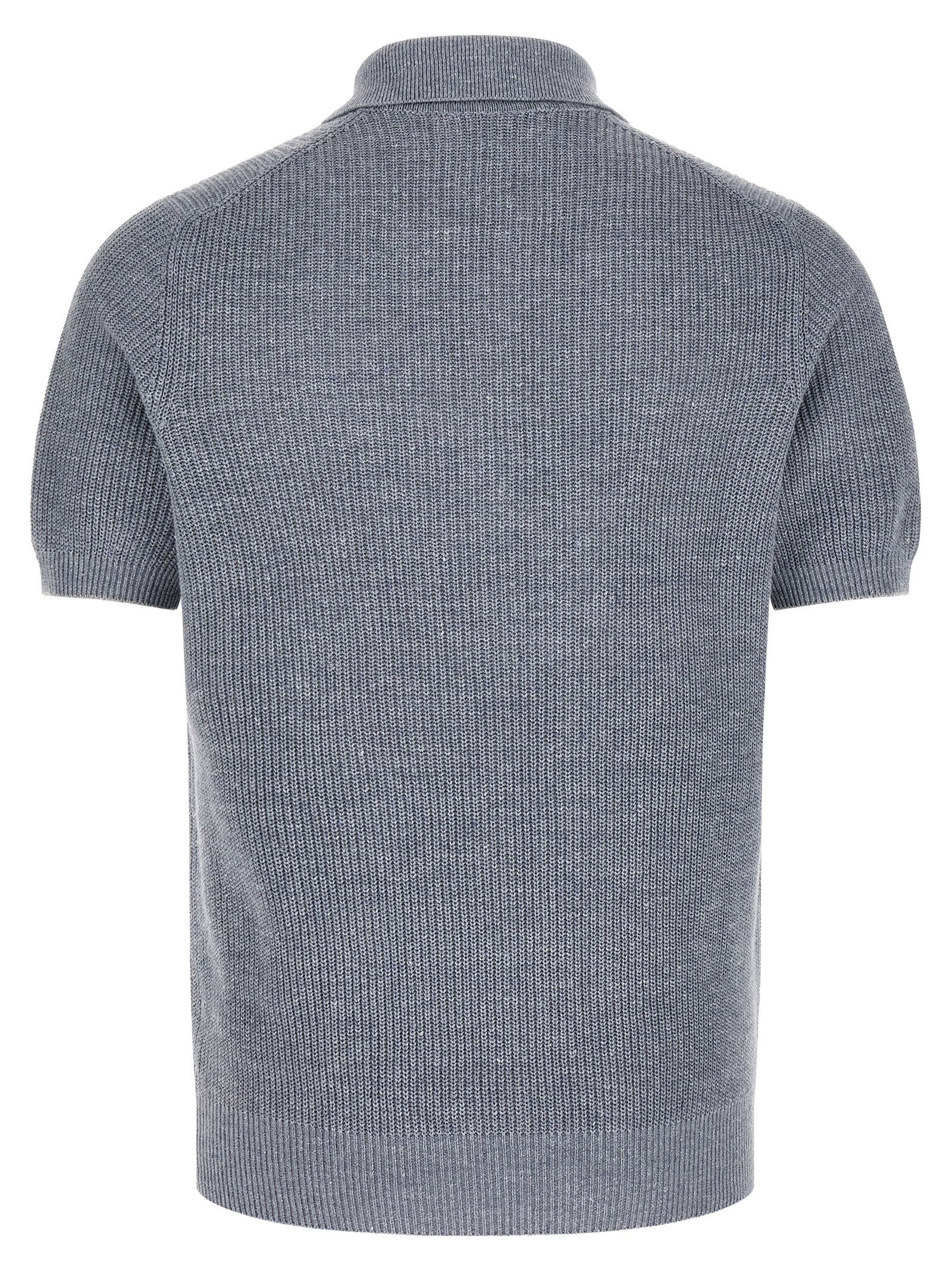 Brunello Cucinelli English Half-ribbed Polo Shirt
