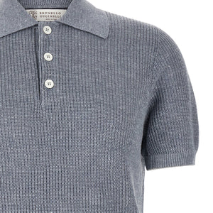 Brunello Cucinelli English Half-ribbed Polo Shirt