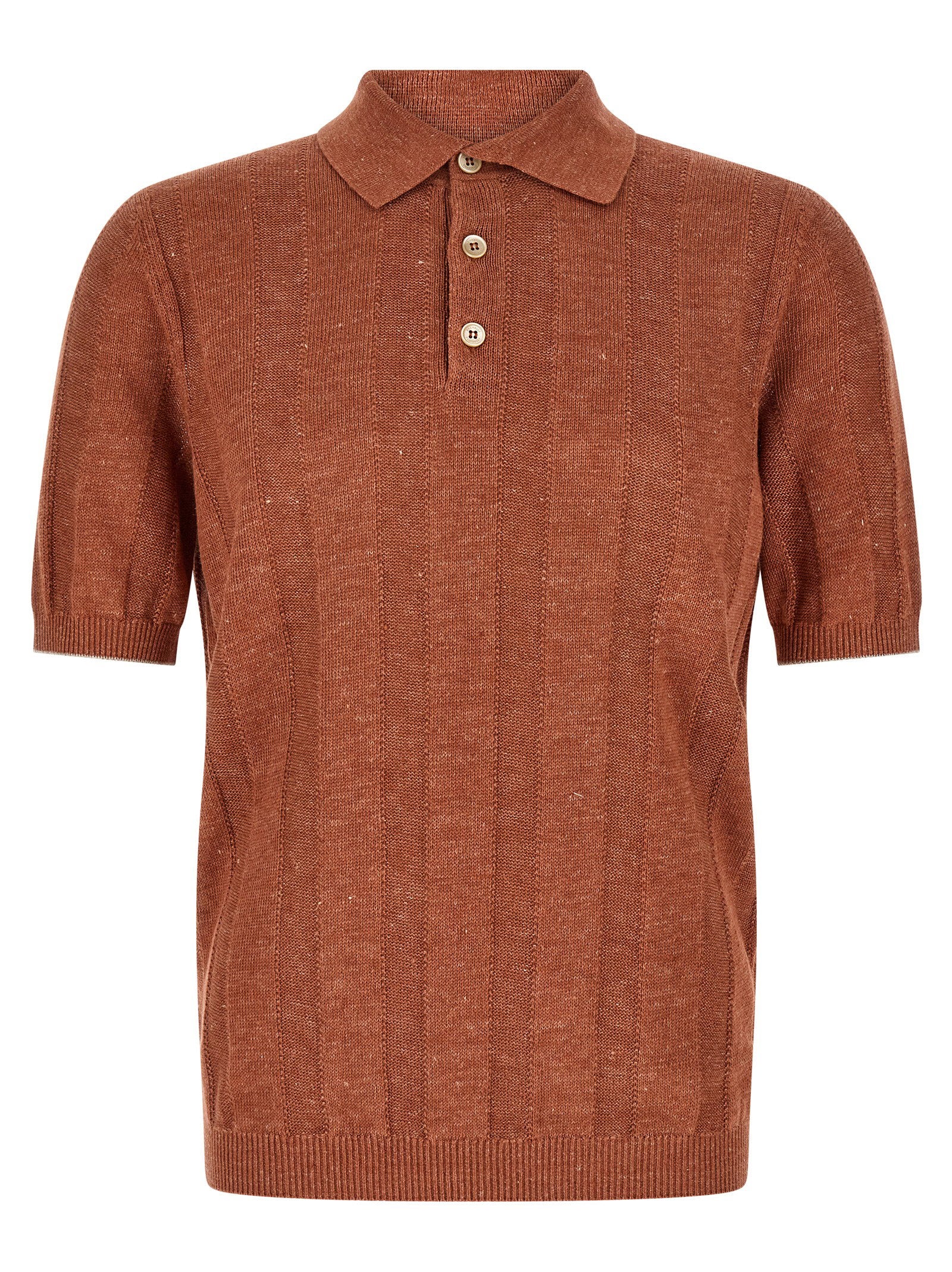 Brunello Cucinelli Wide Ribbed Polo Shirt
