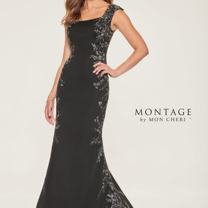 Montage M847 Long Floral Lace Formal Dress