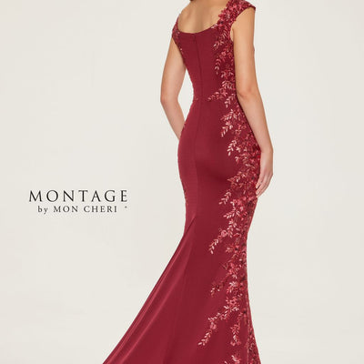 Montage M847 Long Floral Lace Formal Dress