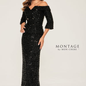 Montage M849 Long Wide Leg Sequin Mother of the Bride Formal Pant Suit