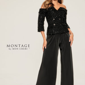 Montage M849 Long Wide Leg Sequin Mother of the Bride Formal Pant Suit