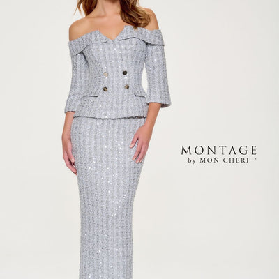 Montage M849 Long Wide Leg Sequin Mother of the Bride Formal Pant Suit