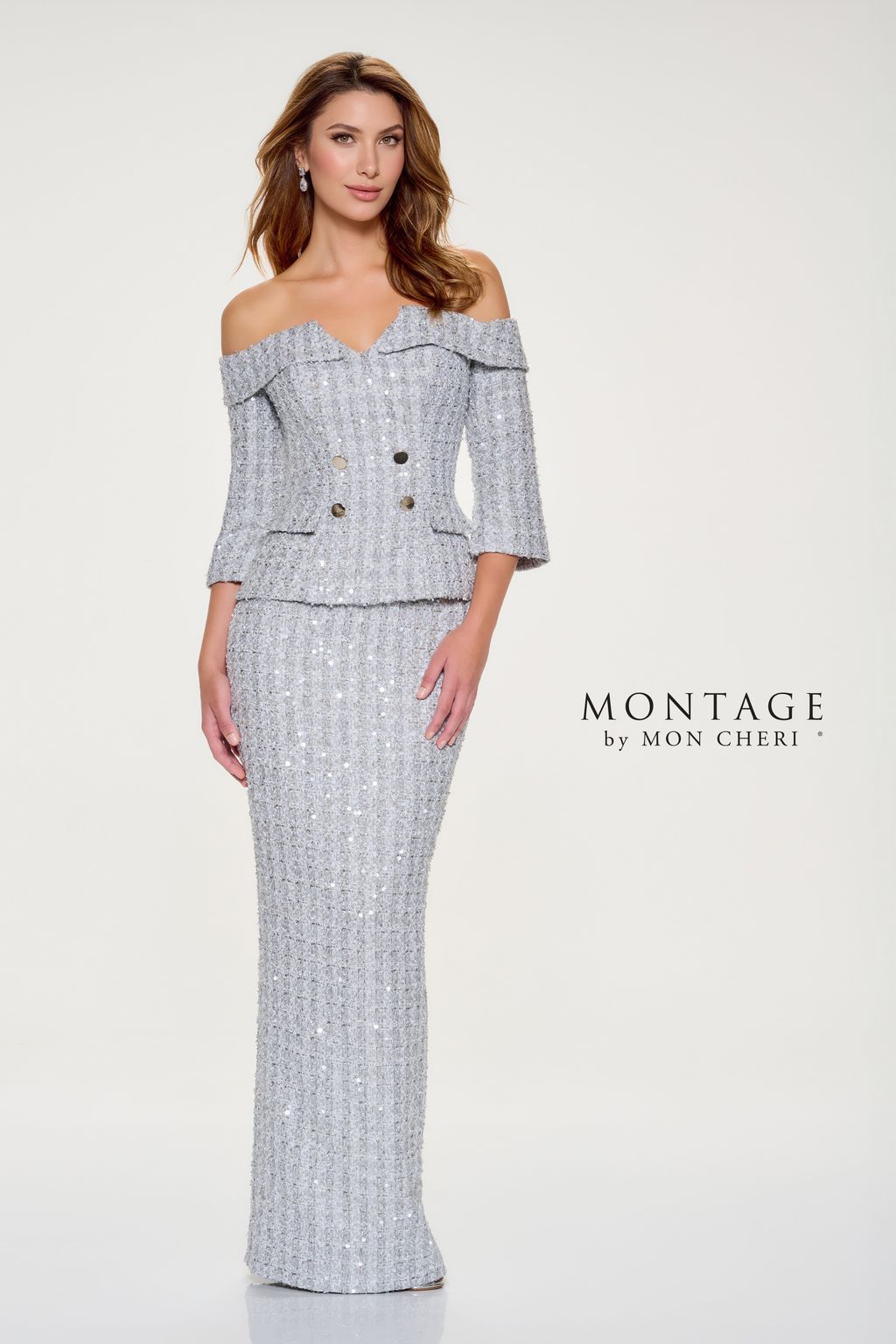 Montage M849 Long Wide Leg Sequin Mother of the Bride Formal Pant Suit