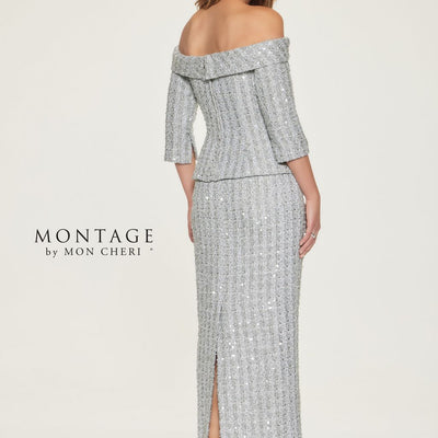 Montage M849 Long Wide Leg Sequin Mother of the Bride Formal Pant Suit