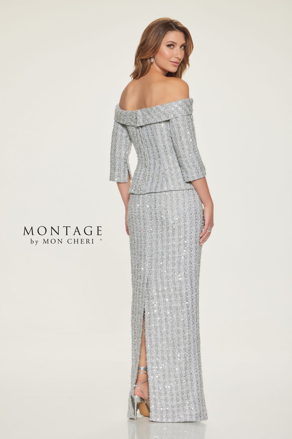 Montage M849 Long Wide Leg Sequin Mother of the Bride Formal Pant Suit