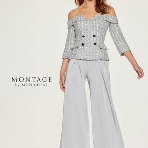 Montage M849 Long Wide Leg Sequin Mother of the Bride Formal Pant Suit