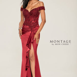 Montage M852 Beaded Long Lace Formal Dress