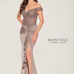 Montage M852 Beaded Long Lace Formal Dress