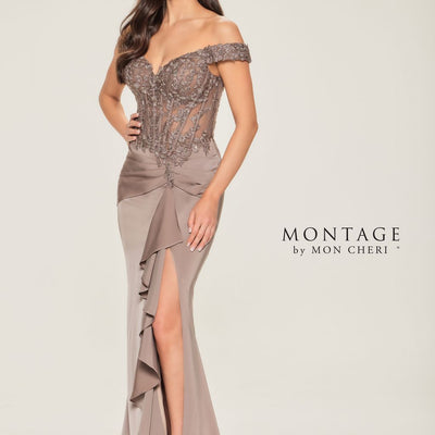 Montage M852 Beaded Long Lace Formal Dress