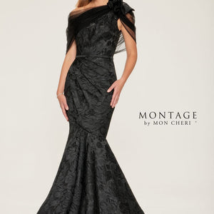 Montage M853 Fitted Long Beaded Belt Formal Dress