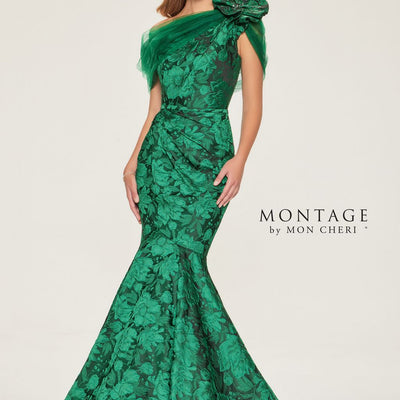 Montage M853 Fitted Long Beaded Belt Formal Dress