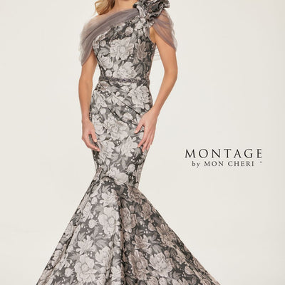 Montage M853 Fitted Long Beaded Belt Formal Dress