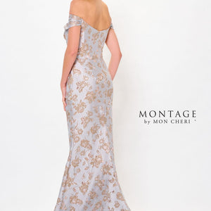 Montage M905 Long Mermaid Formal Floral Metallic Evening Dress