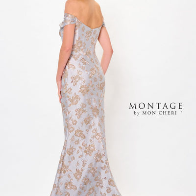 Montage M905 Long Mermaid Formal Floral Metallic Evening Dress