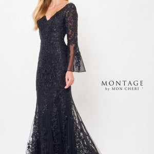 Montage M906 Sequin Long Formal Removable Sleeve Evening Dress