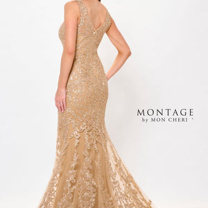 Montage M906 Sequin Long Formal Removable Sleeve Evening Dress