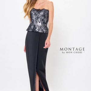 Montage M908 Long Formal Fitted Peplum Evening Dress