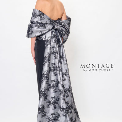Montage M908 Long Formal Fitted Peplum Evening Dress