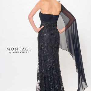 Montage M920 Long Formal Cape Sleeve Evening Dress