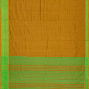 Sage Green Handloom Mangalagiri Cotton Saree With Stripes-Sage Green