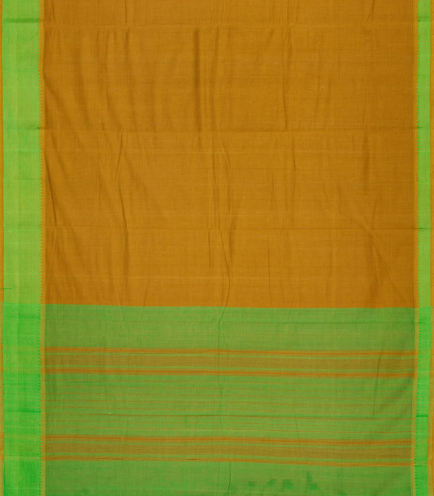 Sage Green Handloom Mangalagiri Cotton Saree With Stripes-Sage Green