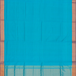 Cyan Handloom Mangalagiri Plain Cotton Saree-Cyan