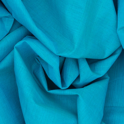 Cyan Handloom Mangalagiri Plain Cotton Saree-Cyan