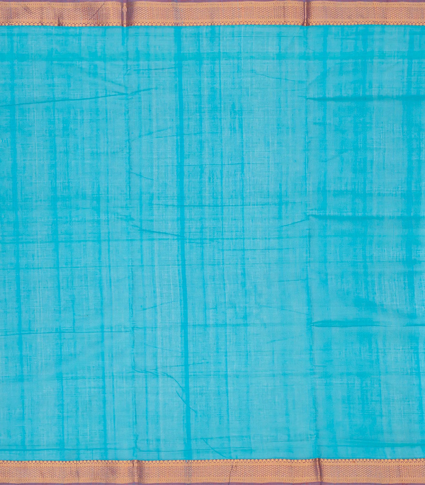 Cyan Handloom Mangalagiri Plain Cotton Saree-Cyan