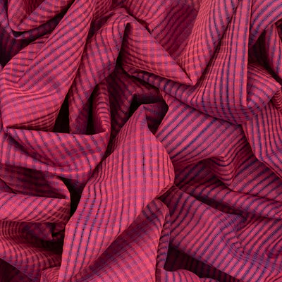 Hot Pink Mangalagiri Cotton Saree With Checks-Hot Pink