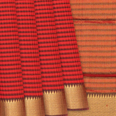Red Mangalagiri Cotton Saree With Checks-Red