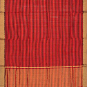 Red Mangalagiri Cotton Saree With Checks-Red
