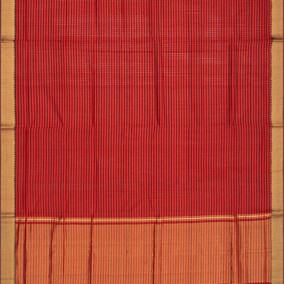 Red Mangalagiri Cotton Saree With Checks-Red
