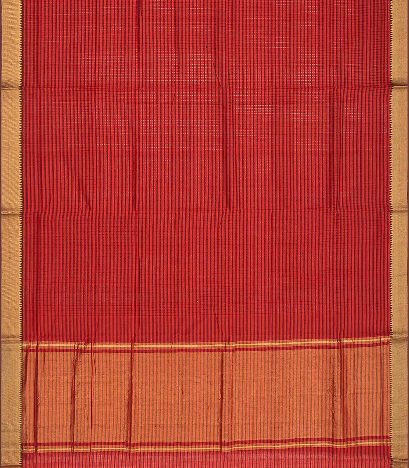 Red Mangalagiri Cotton Saree With Checks-Red