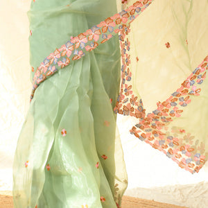 Tea Green Organza Saree