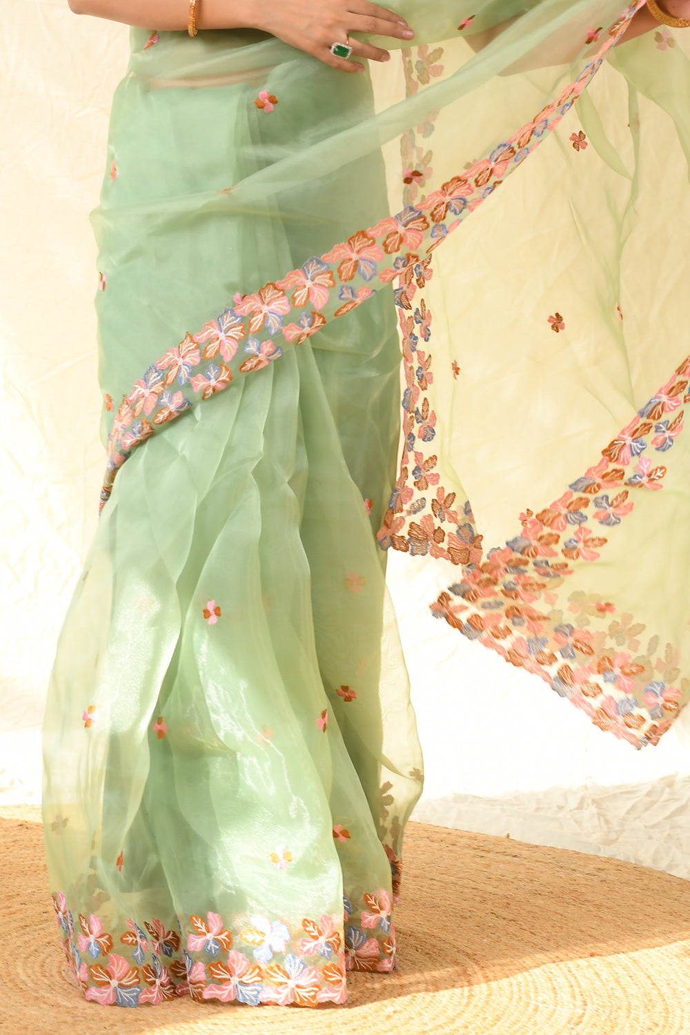 Tea Green Organza Saree