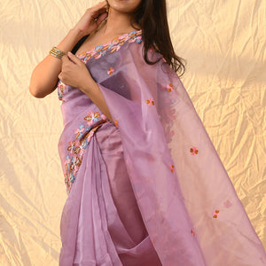 Thulian Pink Organza Saree