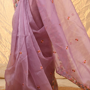 Thulian Pink Organza Saree