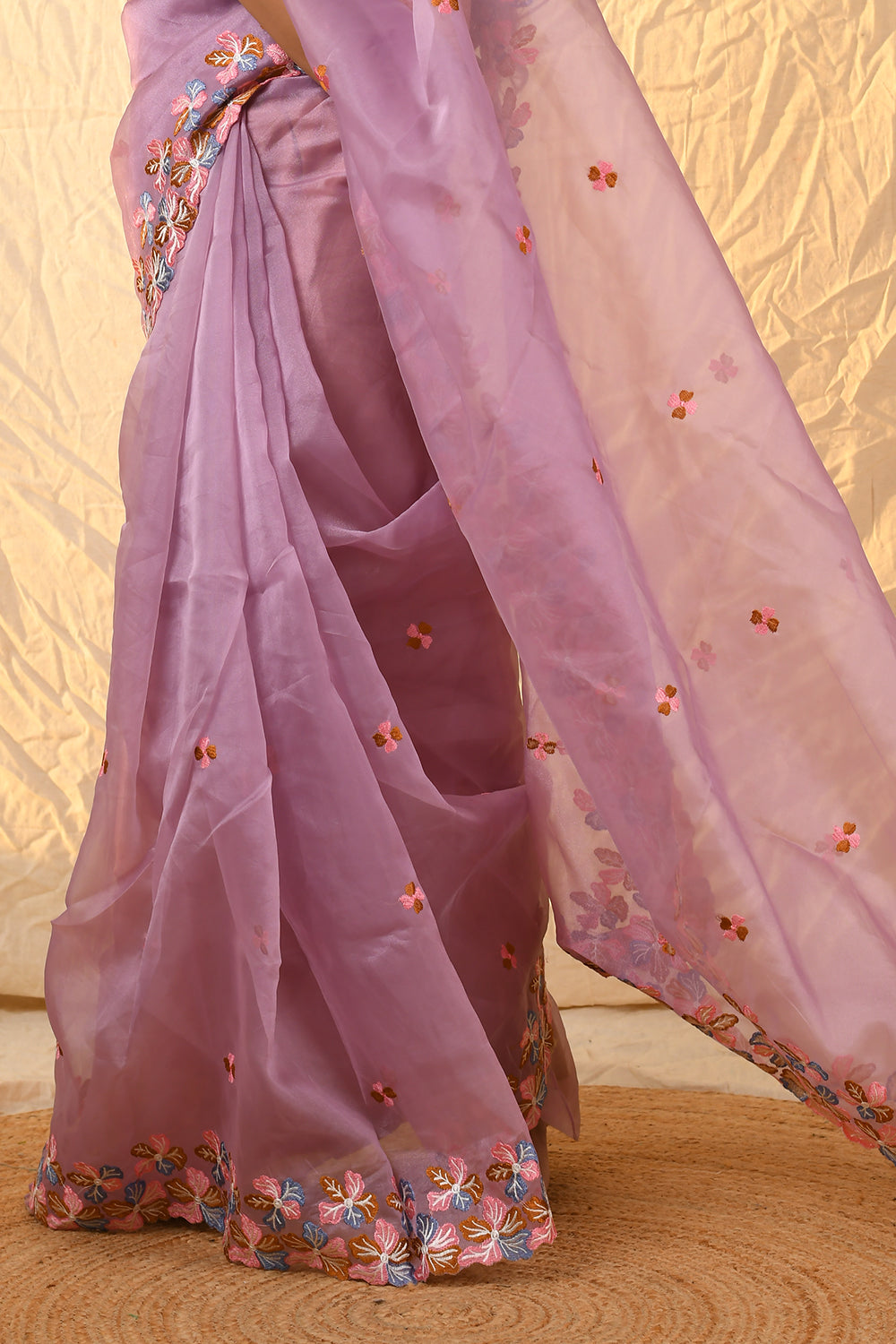 Thulian Pink Organza Saree