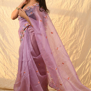 Thulian Pink Organza Saree