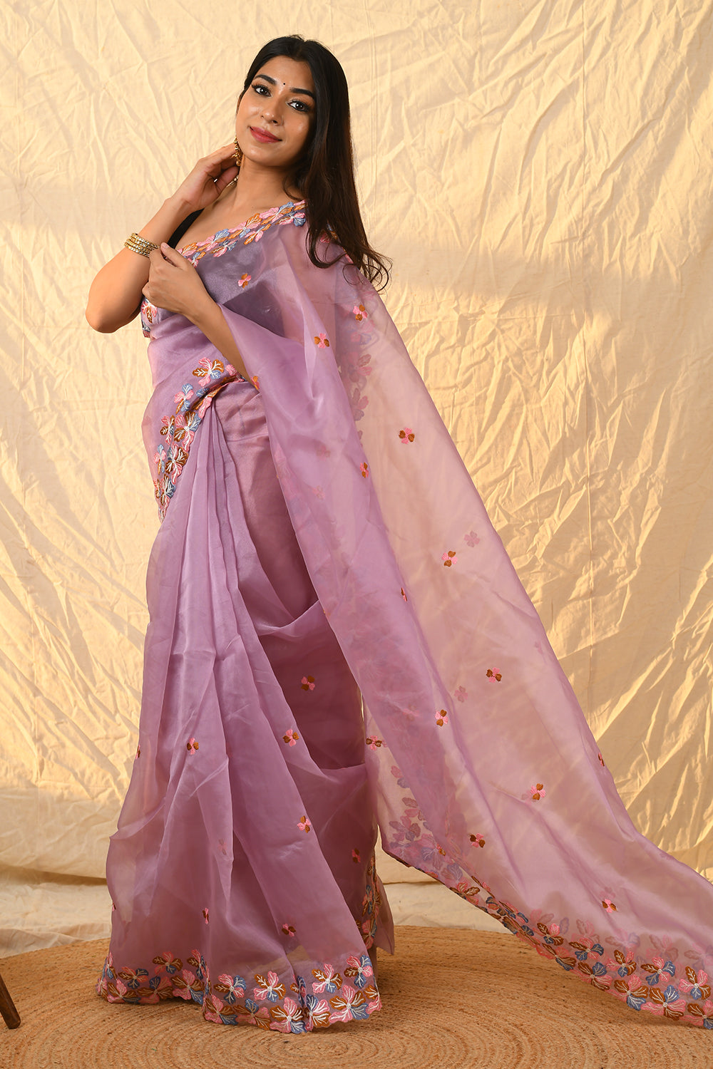Thulian Pink Organza Saree