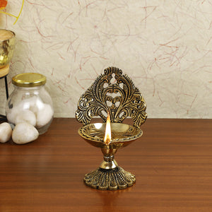 Antique Brass Metal Handcrafted Diya Lamp (3.6 x 3.6 in)
