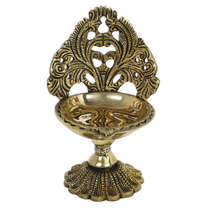 Antique Brass Metal Handcrafted Diya Lamp (3.6 x 3.6 in)