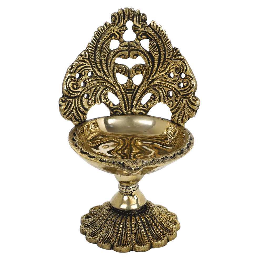 Antique Brass Metal Handcrafted Diya Lamp (3.6 x 3.6 in)