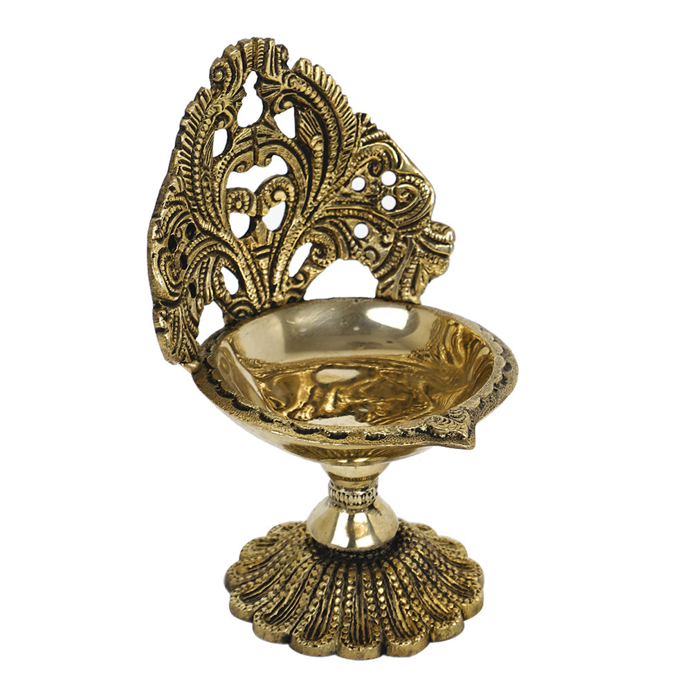 Antique Brass Metal Handcrafted Diya Lamp (3.6 x 3.6 in)