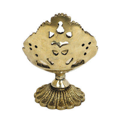 Antique Brass Metal Handcrafted Diya Lamp (3.6 x 3.6 in)
