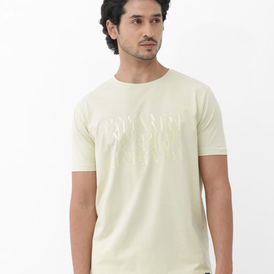 Rare Rabbit Mens Masco Pastel Green Crew Neck Short Sleeve Graphic Print T-Shirt